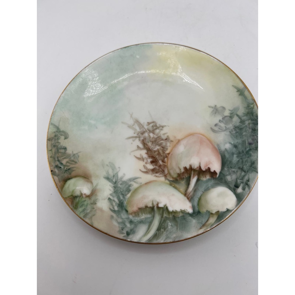 Small Mushroom Plate Delicate Vintage Bavaria Hand Painted Beautiful